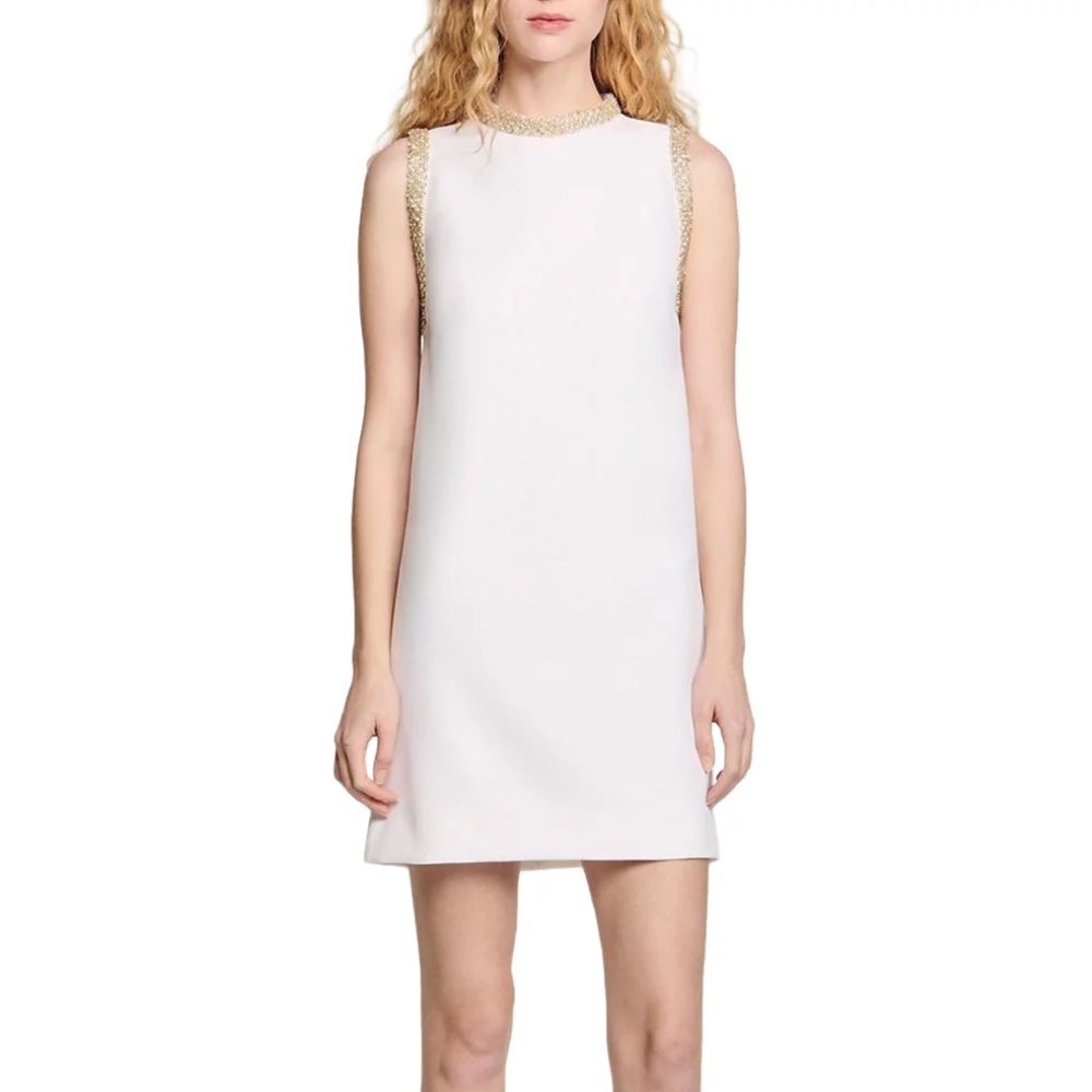Madalena Short Dress with Rhinestone Trim